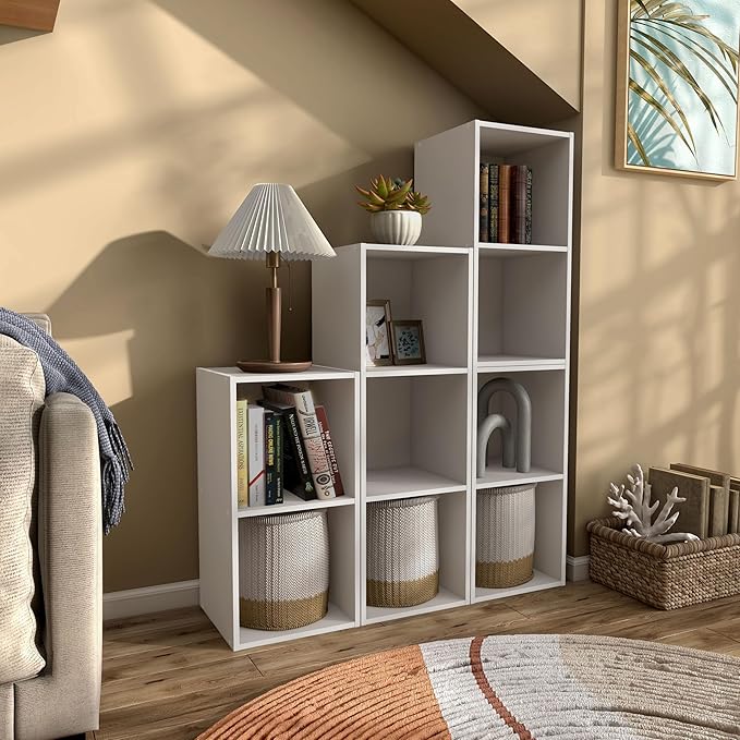 Apexa 2 Cube Storage Organizer Shelves, Stackable Wood Bookcase Fits Cubby Bins for Organization, Dorm Teen Room Decor & Home Office, Greige - LeafyLoom