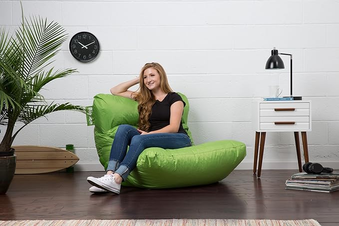 Big Joe Roma Bean Bag Chair, Spicy Lime Smartmax, Durable Polyester Nylon Blend, 3 feet - LeafyLoom