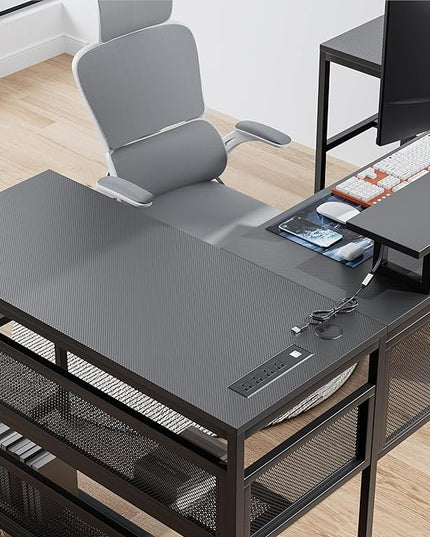 NicBex Laik-DW-00009-DX-1 Desks, 82" W x 43" D x 35" H, Matte Black - LeafyLoom