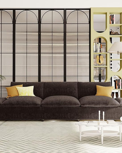 119.5'' 3 Seater Modern Sectional Sofa with 2 Built-in Storage Units on Armrest, Large Seating Depth Design Upholstered Couch Set for Living Room, Office, Apartment, Gray, 119.5 Inch - LeafyLoom