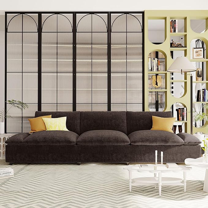 119.5'' 3 Seater Modern Sectional Sofa with 2 Built-in Storage Units on Armrest, Large Seating Depth Design Upholstered Couch Set for Living Room, Office, Apartment, Gray, 119.5 Inch - LeafyLoom
