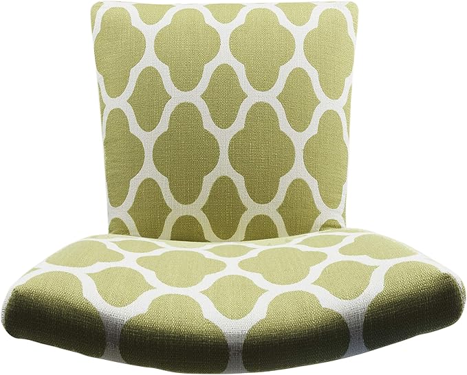 HomePop Parsons Classic Upholstered Accent Dining Chair, Set of 2, Green and Cream Geometric - LeafyLoom