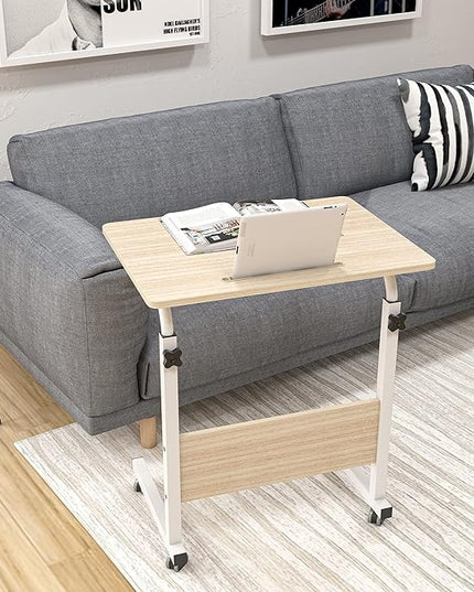 SogesGame End Table Height Adjustable Laptop Table, Portable Desk Cart Tray Mobile Side Table Sofa Table, Snack Table Industrial C Table for Coffee Snack Sofa,Maple,05#3-60MP-S8-US - LeafyLoom