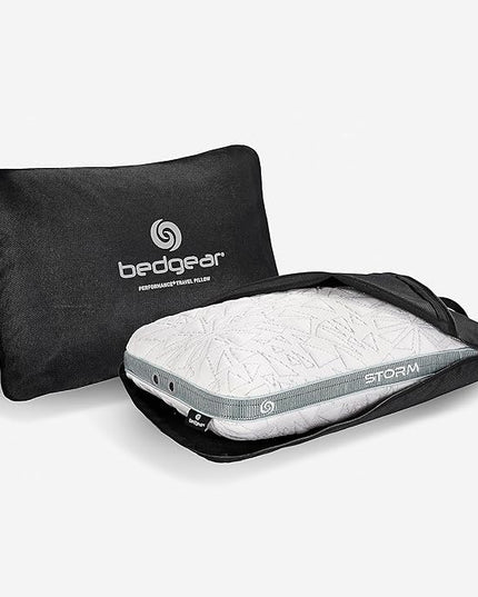 Bedgear Storm Performance Pillow - Travel Size - Cooling Bed Pillow for Hot Sleepers - Medium-Firm Pillow for All Sleep Positions, Hypoallergenic, Washable & Removable Cover - LeafyLoom