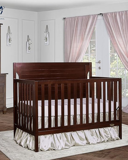 Cape Cod 5-in-1 Convertible Crib in Espresso, Greenguard Gold Certified, 55x30x44.5 Inch (Pack of 1) - LeafyLoom