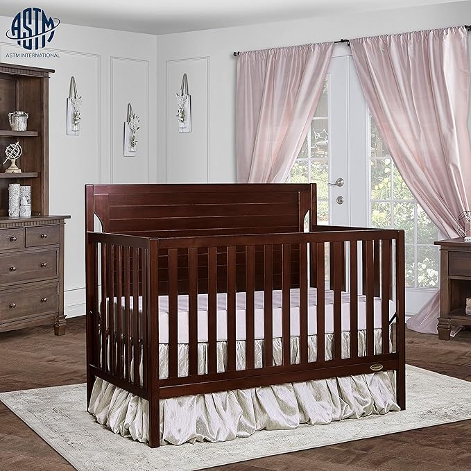 Cape Cod 5-in-1 Convertible Crib in Espresso, Greenguard Gold Certified, 55x30x44.5 Inch (Pack of 1) - LeafyLoom