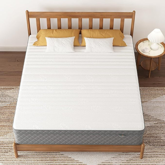 Queen Mattress, 12 Inch Cooling-Gel Memory Foam and Pocket Spring Hybrid Mattress, Queen Bed Mattress in a Box, CertiPUR-US Certified, Medium Firm, Queen Size Mattress - LeafyLoom