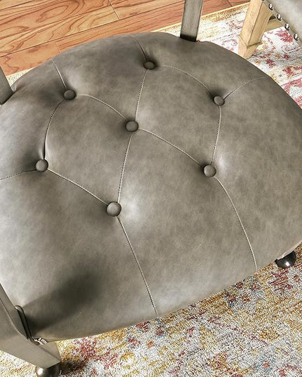 Dining Chairs with Casters and Arms, Large Rolling Dining Chairs with Wheels, Solid Wood Boss Caption's Chairs Office Desk Chairs, 26" D x25.2 W x 31.5" H, Soft Light Grey PU SY-1318-UA - LeafyLoom
