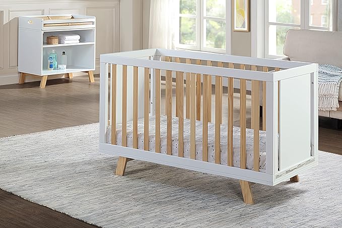 Suite Bebe Livia Convertible Crib in White & Natural - LeafyLoom