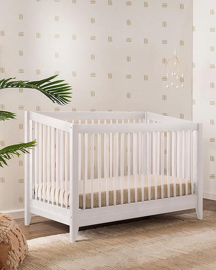 Babyletto Sprout 4-in-1 Convertible Crib with Toddler Bed Conversion Kit in White, Greenguard Gold Certified - LeafyLoom