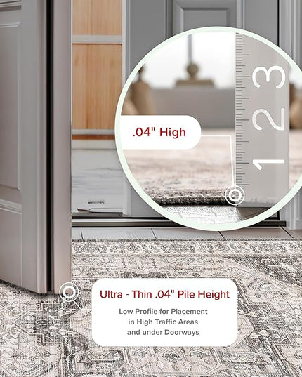 nuLOOM 3x5 Machine Washable Rain Haven Vintage Medallion Area Rug, Brown, Traditional Faded Design, Non-Slip Backing, Stain Resistant, For Bedroom, Dining Room, Living Room, Kitchen - LeafyLoom