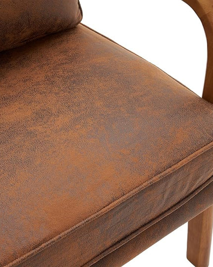 Bonnlo Microfiber Rustic Mid Century Modern Accent Chair, Soild Wood Padding Lounge Armchairs Side Sitting Chairs for Living Room, Bedroom, Guest Room - LeafyLoom