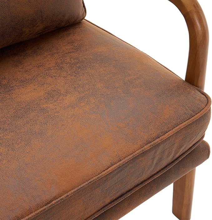 Bonnlo Microfiber Rustic Accent Chairs Set of 2, Upholstered Mid Century Modern Lounge Chairs Reading Chairs Side Sitting Chair Solid Wood Farmhouse Armchairs for Living Room, Bedroom, Guest Room - LeafyLoom