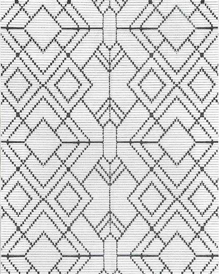 nuLOOM Echo Multi Diamond Machine Washable Ultra Thin Area Rug, 4' x 6', Ivory - LeafyLoom