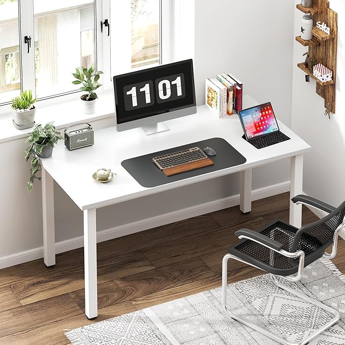 Need Computer Desk, 47 inch Home Office Desk, Modern Simple Style Home Office Gaming Desk, Basic Writing Table for Study Student, White - LeafyLoom