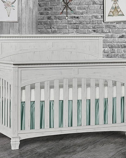 Evolur Santa Fe 5-in-1 Convertible Crib in Antique Mist, Greenguard Gold Certified, Features 3 Mattress Heights, Wooden Nursery and Bedroom Furniture, Baby Crib - LeafyLoom