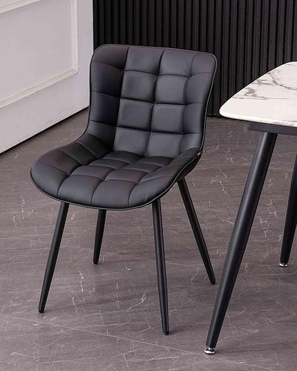 YOUTASTE Black Dining Chairs Set of 2 PU Leather Upholstered Modern Armless Dining Room Chair with Back Metal Legs Kitchen Dinner Accent Guest Chairs for Vanity Reception Waiting Room - LeafyLoom