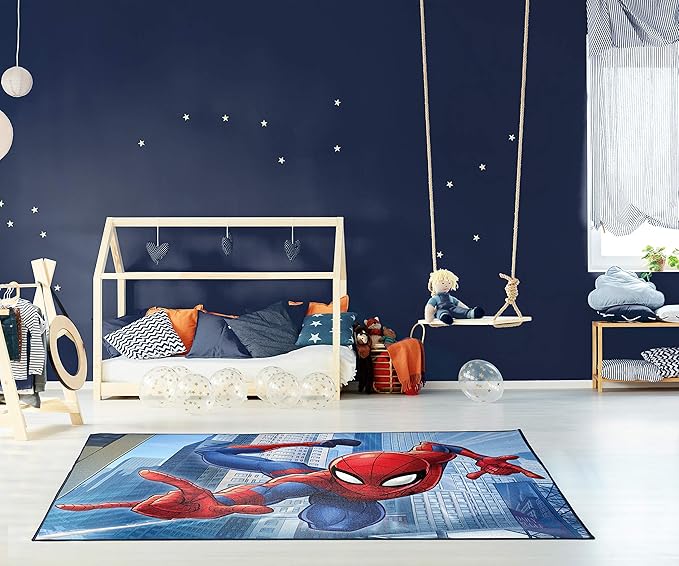 Jay Franco Marvel Spiderman Wall Crawler Room Rug - Large Area Rug Measures 4 x 5 Feet (Offical Marvel Product) - LeafyLoom