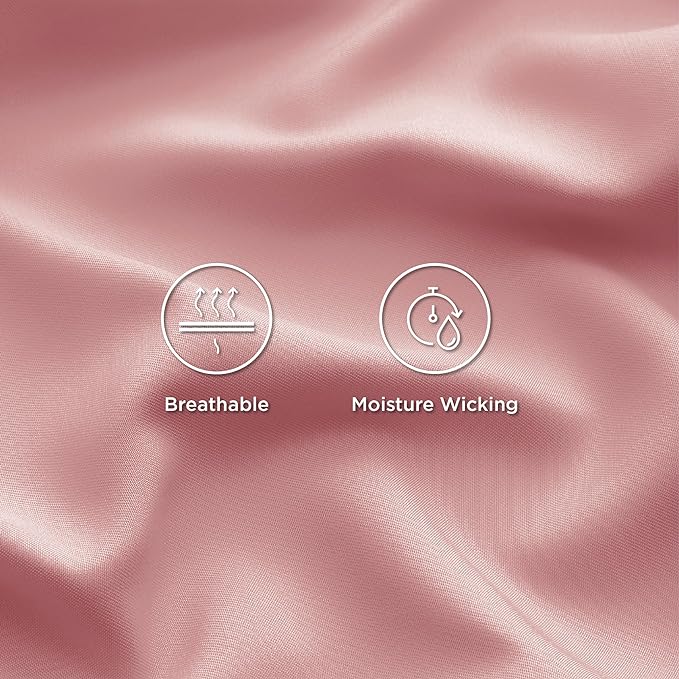 Bedsure King Size Sheet Set, Cooling Sheets King, Rayon Derived from Bamboo, Deep Pocket Up to 16", Breathable & Soft Bed Sheets, Hotel Luxury Silky Bedding Sheets & Pillowcases, Blush Pink - LeafyLoom
