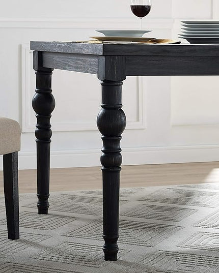 Roundhill Furniture Leviton Urban Style Dark Washed Wood Dining Set: Table, 4 Chairs and Bench, Gray - LeafyLoom
