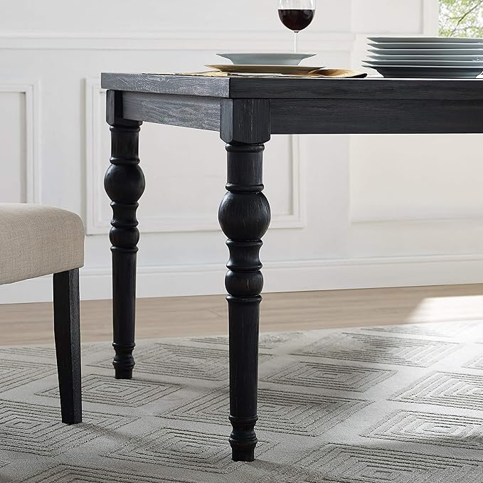 Roundhill Furniture Leviton Urban Style Dark Washed Wood Dining Set: Table, 4 Chairs and Bench, Gray - LeafyLoom