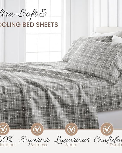 Linen Market 4 Piece Full Bedding Sheet Set (Gray Polka) - Sleep Better Than Ever with These Ultra-Soft & Cooling Bed Sheets for Your Full Size Bed - Deep Pocket Fits 16" Mattress - LeafyLoom