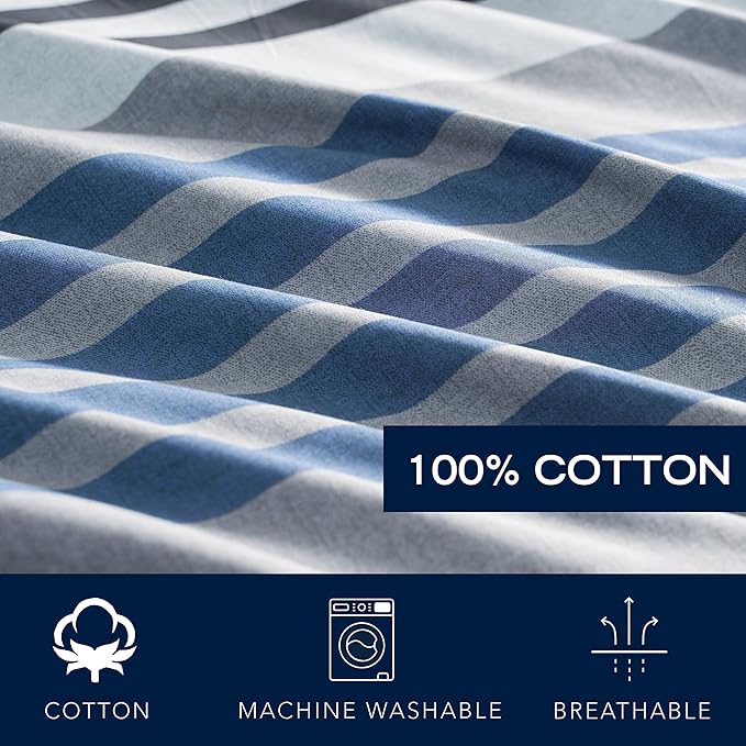 Nautica Comforter Set Cotton Reversible Bedding with Matching Sham, Home Decor for All Seasons, Dorm Room Essentials, Twin, Rendon Charcoal - LeafyLoom