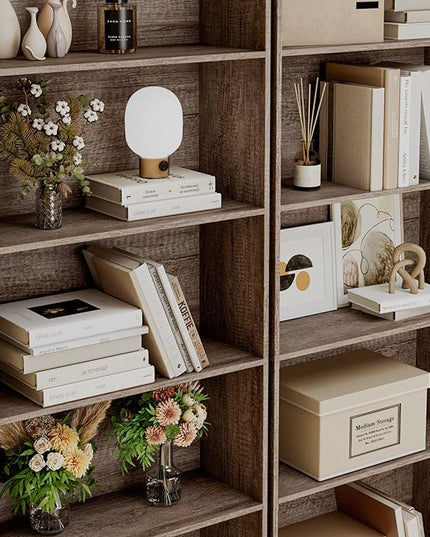 FOTOSOK 6-Tier Open Bookcase and Bookshelf, Freestanding Display Storage Shelves Tall Bookcase for Bedroom, Living Room and Office, Oak - LeafyLoom