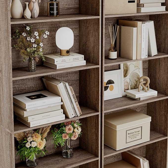 FOTOSOK 6-Tier Open Bookcase and Bookshelf, Freestanding Display Storage Shelves Tall Bookcase for Bedroom, Living Room and Office, Oak - LeafyLoom
