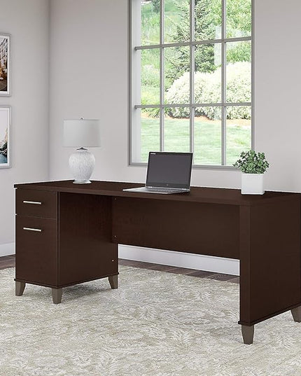 Bush Furniture Somerset 72W Office Desk with Drawers in Mocha Cherry - LeafyLoom