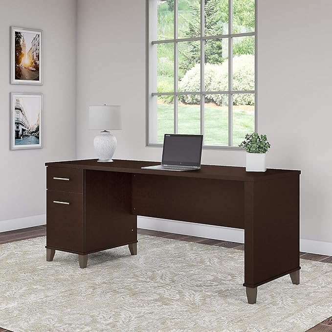 Bush Furniture Somerset 72W Office Desk with Drawers in Mocha Cherry - LeafyLoom