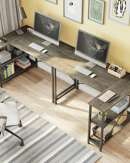 Bestier Small L Shaped Desk with Storage Shelves 47 Inch Corner Computer Desk Writing Study Table for Home Office Small Space, Gray - LeafyLoom