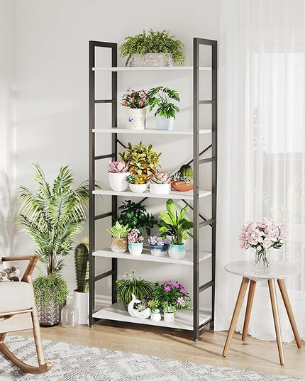 COTUBLR 5 Tier Bookshelf 24 Inch Bookcase Book Shelf Organizer Modern Tall Bookshelf Book Case Ladder Bookshelves Book Storage for Bedroom, Living Room, Home Office, Kitchen (White) - LeafyLoom