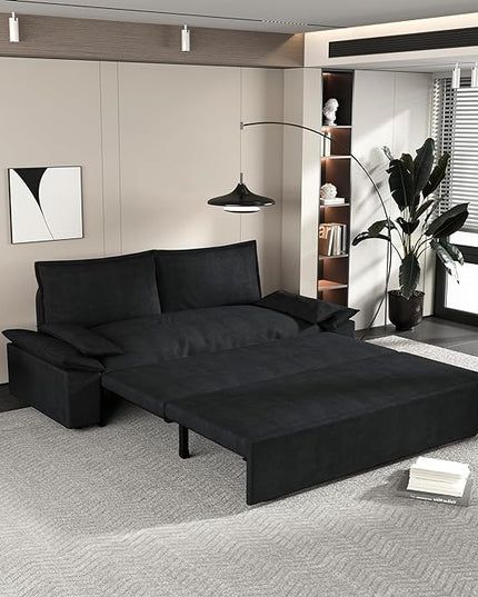 Functional Love Seats Convertible Queen Size Sofabed with 2 Lumbar Pillows, 70" Oversized Loveseat Sofa W/Pull Out Sleeper Couch Bed and Padded Armrests for Home Office Apartment Living Room - LeafyLoom