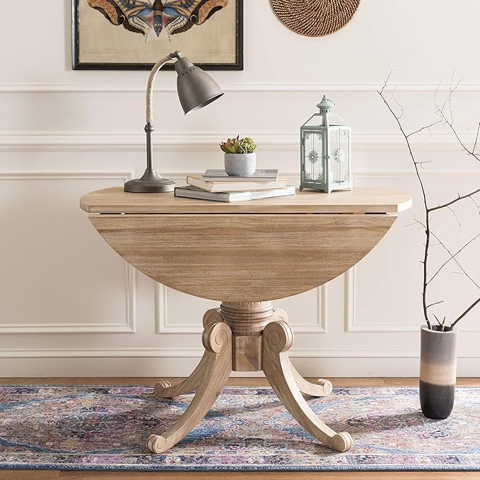 Safavieh Home Forest Traditional Rustic Natural Drop Leaf Dining Table - LeafyLoom