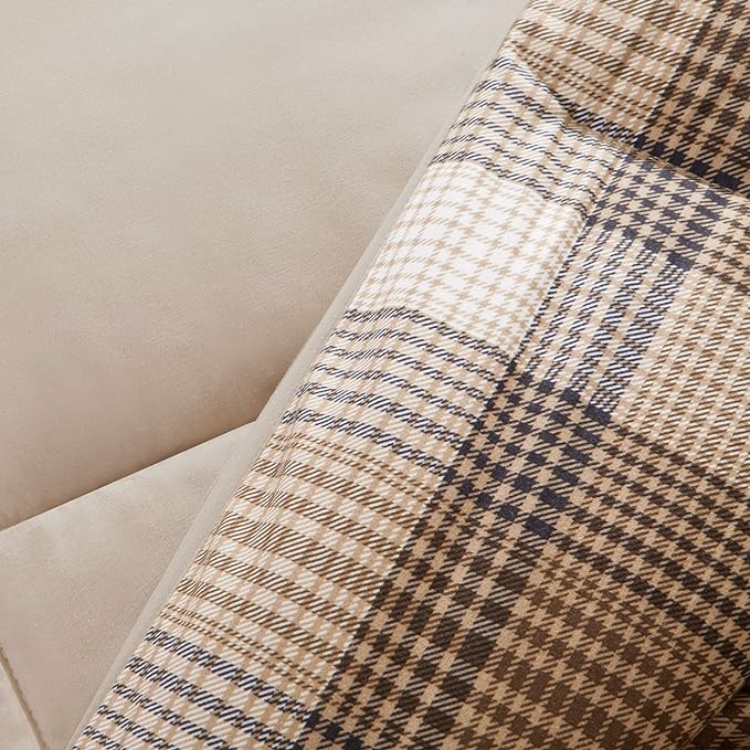 Woolrich Comforter Set, Cabin Lodge, Warm Cover for Colder Season, Modern Cottage-Inspired Down Alternative Ultra Soft Microfiber Bedding, Matching Sham, Plaid Brown King 3 Piece - LeafyLoom