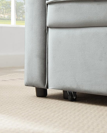64" Oversized Loveseat Sofa Convertible Spacious Full Size Sleeper Sofabed with Pull Out Couch Bed,Cupholders,USB Charging Ports and Storage Pockets for Home Apartment Office Living Room - LeafyLoom