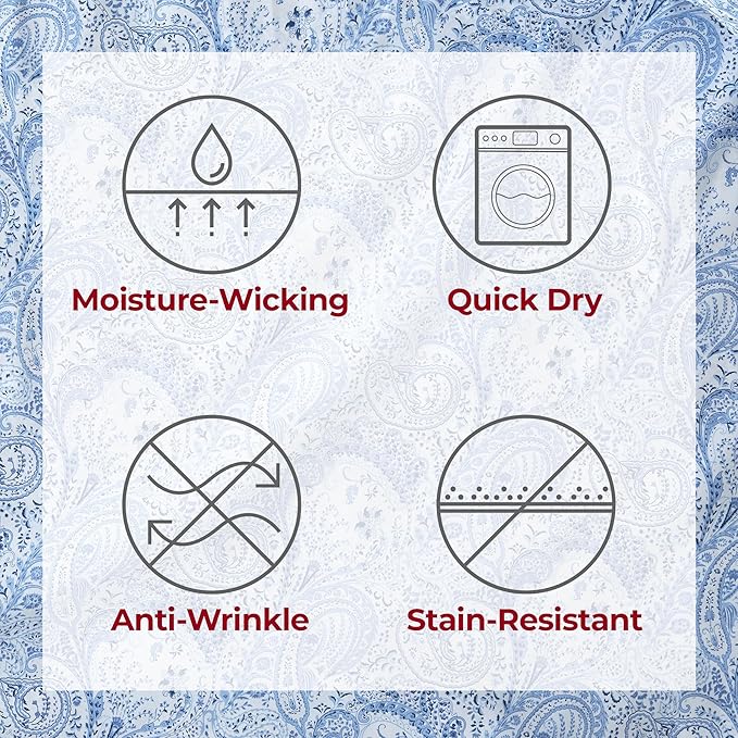 Mellanni Full Sheets Set - 4 PC Iconic Collection Bedding Sheets & Pillowcases - Hotel Luxury, Extra Soft, Cooling Bed Sheets - Deep Pocket up to 16 inch (Full, Paisley Blue) - LeafyLoom