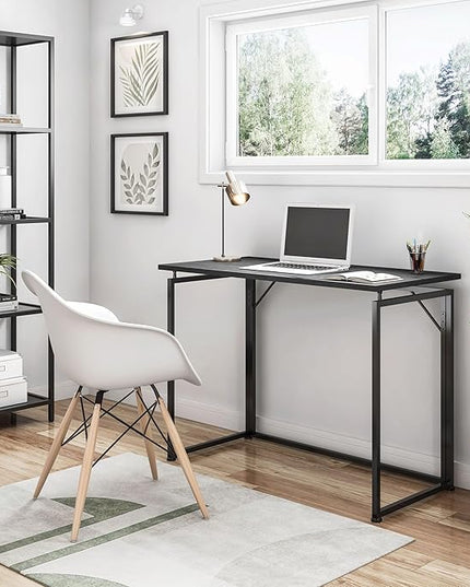 Techni Mobili Space Saving Folding Desk, Black - LeafyLoom