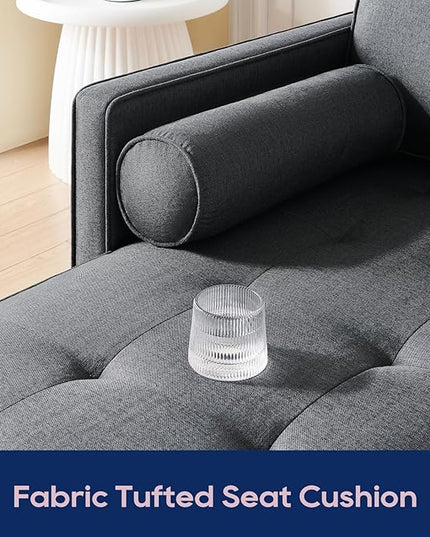 Vonanda Sectional Couch L Shaped Couch, Convertible Sectional Sofa with Reversible Chaise and Tufted Seat, Fabric Small Couch for Apartment and Small Living Space, Dark Grey - LeafyLoom