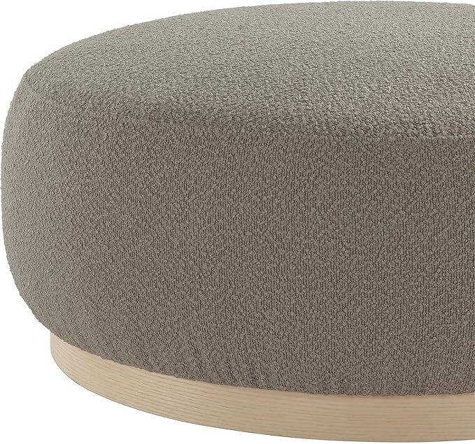 Round Ottoman Coffee Table, Modern Boucle Upholstered Center Table for Living Room Circle Accent Coffee Table for Bedroom Entryway Office - LeafyLoom