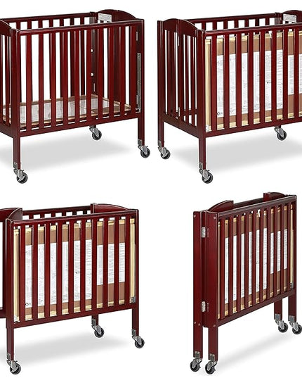3-in-1 Folding Portable Crib, Cherry, Large - LeafyLoom