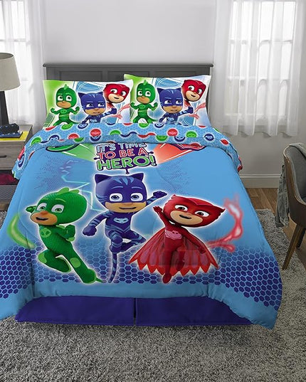 Franco Kids Bedding Super Soft Comforter and Sheet Set, 5 Piece Full Size, PJ Masks - LeafyLoom
