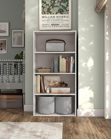 Apexa 4-Tier Cube Storage Organizer Shelves, Stackable Wood Bookcase Fits Cubby Bins for Organization, Dorm Teen Room Decor & Home Office, Greige - LeafyLoom