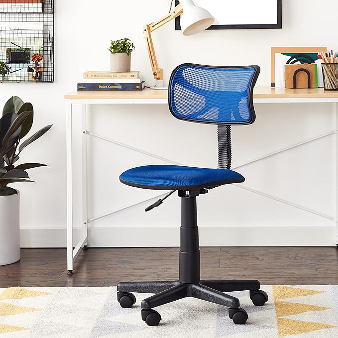 Swivel Mesh Desk Chair, Royal Blue 21D x 21W x 33H in - LeafyLoom