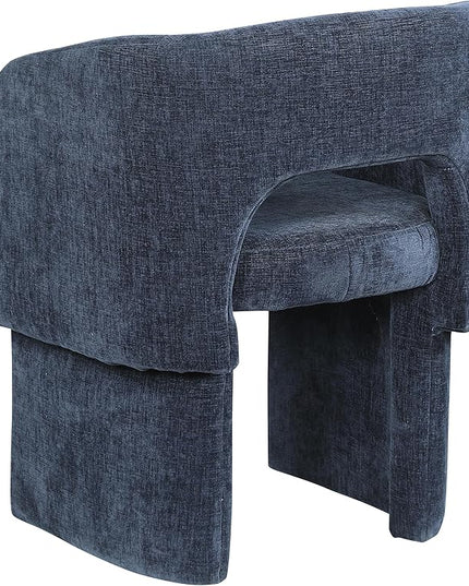 Meridian Furniture Emmet Collection Modern | Contemporary Dining Accent Chair with Rich Fabric, Steel Inner Frame, 26" W x 23.5" D x 30" H, Navy - LeafyLoom