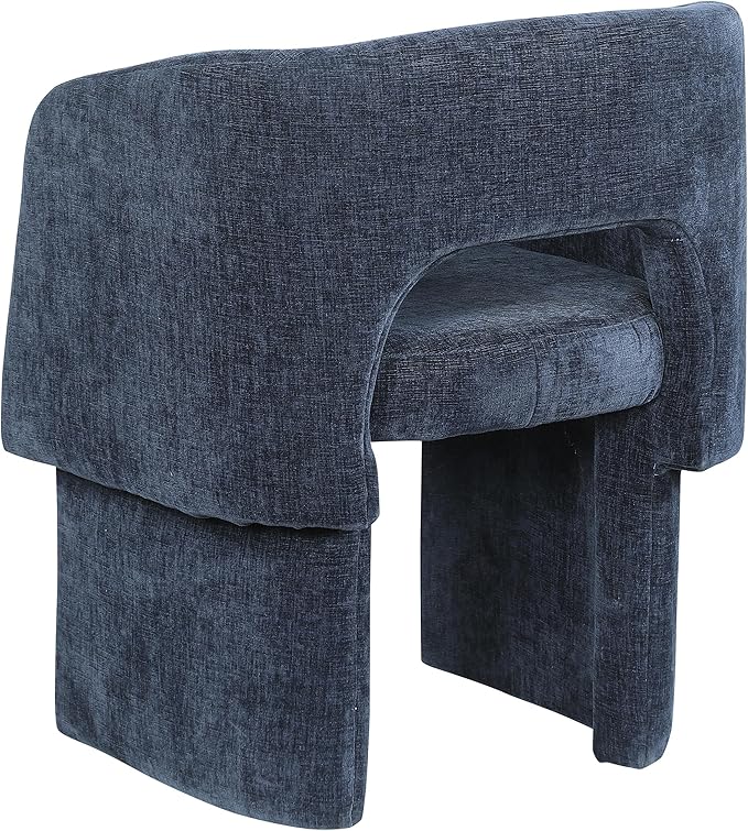 Meridian Furniture Emmet Collection Modern | Contemporary Dining Accent Chair with Rich Fabric, Steel Inner Frame, 26" W x 23.5" D x 30" H, Navy - LeafyLoom