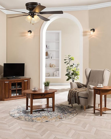 Leick Home 88285 One Door Corner Stand with Adjustable Shelf For 50" TV's, Burnished Medium Oak, 20 x 46.75 x 24.25 - LeafyLoom