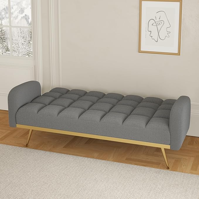 NicBex Sectional Couch Sofa with 2 Throw Pillows Sofa Bed Cloud Couch for Living Room Furniture Sets with Removable Comfortable Armrest, Modular Sofa for Living Room, Bedroom, Apartment,69" L, Gray - LeafyLoom