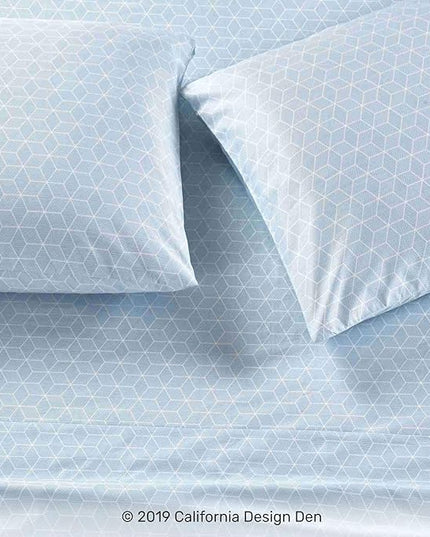 California Design Den California King Sheet Set - 100% Cotton, 600 Thread Count Deep Pocket, Soft Sateen Luxury Hotel-Quality Cal King Sheet Set - Urban Geometric Pattern - LeafyLoom